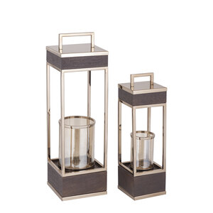 Stanne BrownGold mango wood lantern stainless steel S 3