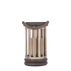 Sjorsh BrownGold Mango Wood Stainless Steel Lantern S 1