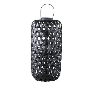 Mayita Black round bamboo lantern with glass L 1