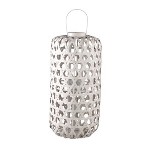 Mayita Sand round bamboo lantern with glass L 1