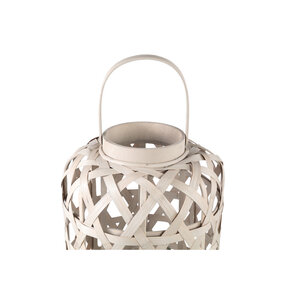 Mayita Sand round bamboo lantern with glass L 2