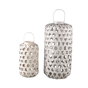 Mayita Sand round bamboo lantern with glass L 4