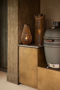Lysia brown round bamboo lantern with glass S 5