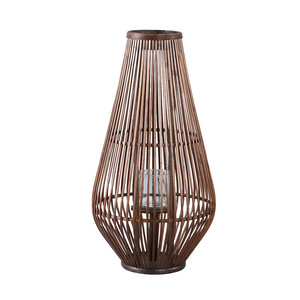 Lysia lanterne ronde en bambou marron avec verre L 1