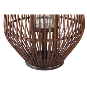 Lysia lanterne ronde en bambou marron avec verre L 4