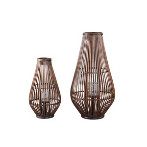 Lysia lanterne ronde en bambou marron avec verre L 7