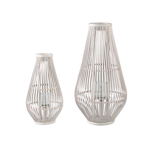 Lysia Sand round bamboo lantern with glass L 5