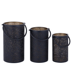 Kross lanterna in ferro nero motivo 2 oro rotonda SV3 1