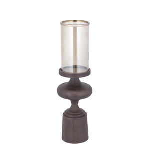 Wertin brown mango wood candle holder amber sheen L 3