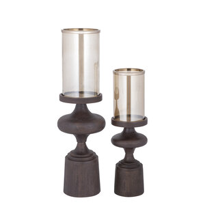 Wertin brown mango wood candle holder amber sheen L 5
