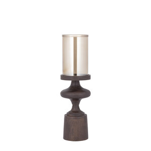 Wertin Brown mango wood candle holder amber glossy S 1