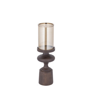 Wertin Brown mango wood candle holder amber glossy S 2