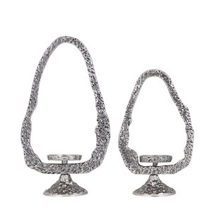 Yindee portacandele ovale L in alluminio pressofuso in Gun Metal 2