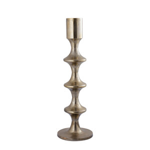 Taika Gold Aluminium round candle holder Tabs tall 2