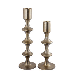 Taika Gold Aluminium round candle holder Tabs tall 3
