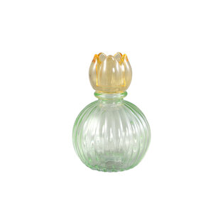 Patsye yellow glass tulip bottle candle holder 1