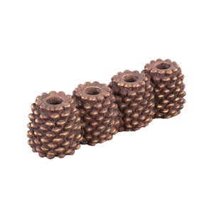 Pigna Dark Brown 4 Candle Holder in Pine Cone Shape 1