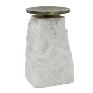 Nimo candle holder made of white marble with antique gold-colored top L 1