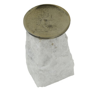 Nimo candle holder made of white marble with antique gold-colored top L 4