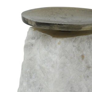 Nimo candle holder made of white marble with antique gold-colored top L 7