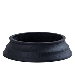 Nichelle black mango wood candle holder low round L 1