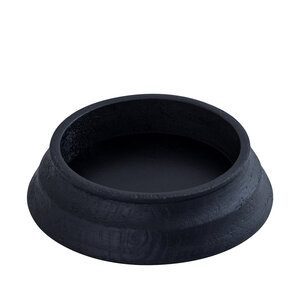 Nichelle black mango wood candle holder low round L 3