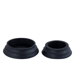 Nichelle black mango wood candle holder low round L 5
