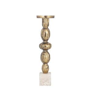 Malines Gold cast aluminum candle holder on base L 1