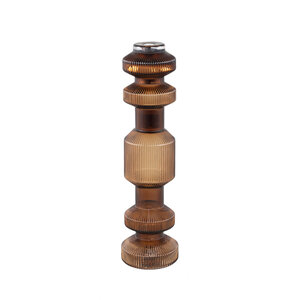 Galinda brown ribbed glass candle holder bulby S 1