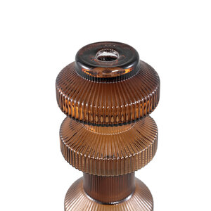 Galinda brown ribbed glass candle holder bulby S 3