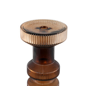 Galinda brown ribbed glass candle holder Bulby L 3