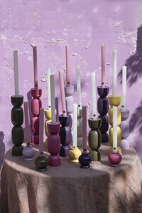 Cairy Beige Iron Candle Holder Matte Shiny Combination Set 2