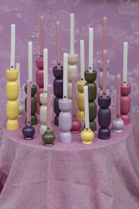 Cairy Beige Iron Candle Holder Matte Shiny Combination Set 3