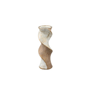 Bryah portacandele in cemento marrone e oro Twist S 1