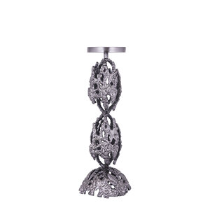 Barrie portacandele rotondo L GunMetal alluminio grezzo 1