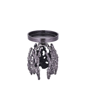 Barrie Candle Holder round S GunMetal aluminum rough 3