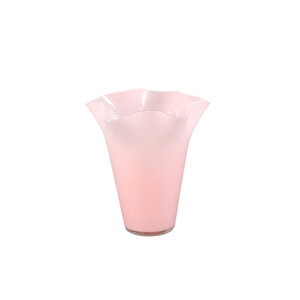 Macarena light pink glass round vase wavy tall S 1