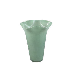 Macarena green glass vase round wavy tall L 1