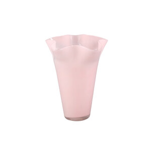 Macarena Light Pink Glass Round Vase Wavy Tall L 1