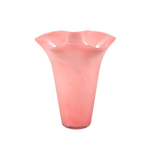 Macarena Vaso rotondo in vetro rosa scuro ondulato alto L 1