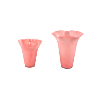 Macarena Vaso rotondo in vetro rosa scuro ondulato alto L 3