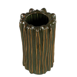 Luci dark green ceramic vase ribbed round L 3