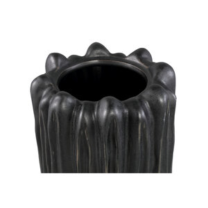 Luci black ceramic vase ribbed round L 2