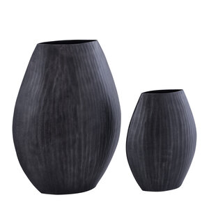 Jowad Graphite Aluminum Sheet Pot ribbed tall oval 2