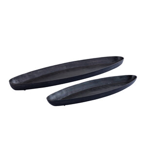 Yaren black oval aluminum bowl with rim small 3