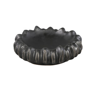 Luci black ceramic bowl with grooves, round 1