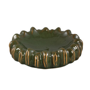 Luci dark green ceramic bowl with grooves, round 1