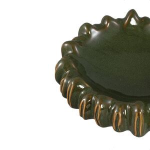 Luci dark green ceramic bowl with grooves, round 2