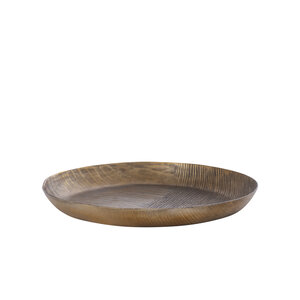 Jowad antique gold aluminum bowl ribbed round S 1