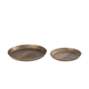 Jowad antique gold aluminum bowl ribbed round S 2
